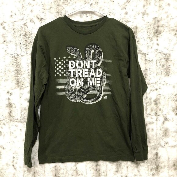 Rags of Honor Dont Tread on Me Long Sleeve Crewneck Shirt Green Mens Medium - Picture 1 of 9